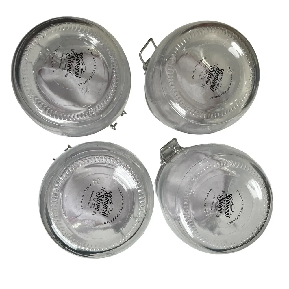 Gibson General Store 4-Piece Jar Set 22 Oz Clear Glass Farmhouse Cottage NIB
